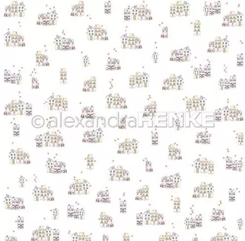 Papier - D�licates rang�es de maisons roses
