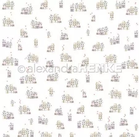 Papier - Délicates rangées de maisons roses