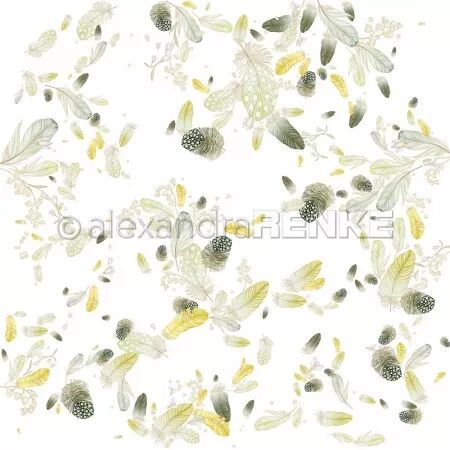 Papier - Easter flowers - Fluffy Feather Swirl Green Charteuse