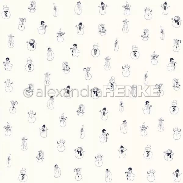 Papier - F�tes - bonhommes de neige sur cr�me - Alexandra Renke