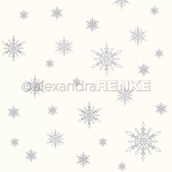 Papier - F�tes - Flocons de neige sur cr�me - Alexandra Renke