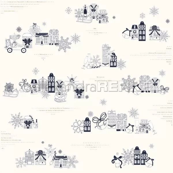 Papier - F�tes - Sc�nes de maisons sur cr�me - Alexandra Renke