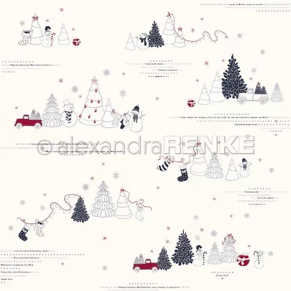 Papier - F�tes - Sc�nes de sapins sur cr�me - Alexandra Renke