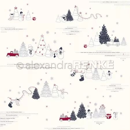 Papier - Fêtes - Scènes de sapins sur crème - Alexandra Renke