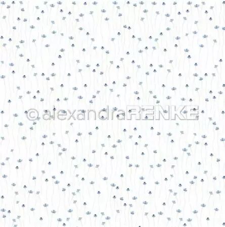 Papier - Fines fleurs bleues