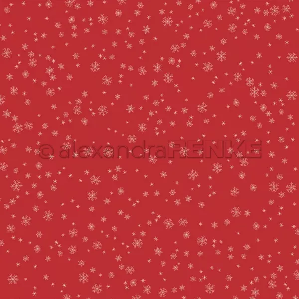 Papier - Flocons de neige sur rouge premium