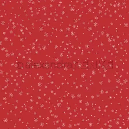 Papier - Flocons de neige sur rouge premium