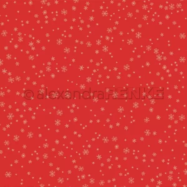 Papier - Flocons de neige sur rouge vif