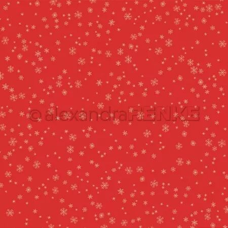 Papier - Flocons de neige sur rouge vif