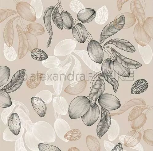 Papier - Florale et �pic�e - Amande Floral et Spicy Greige