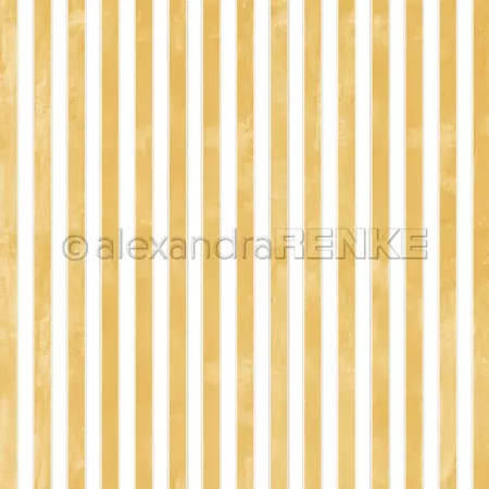 Papier - Larges bandes aquarelle avec accent dor&eacute; - Jaune moutarde