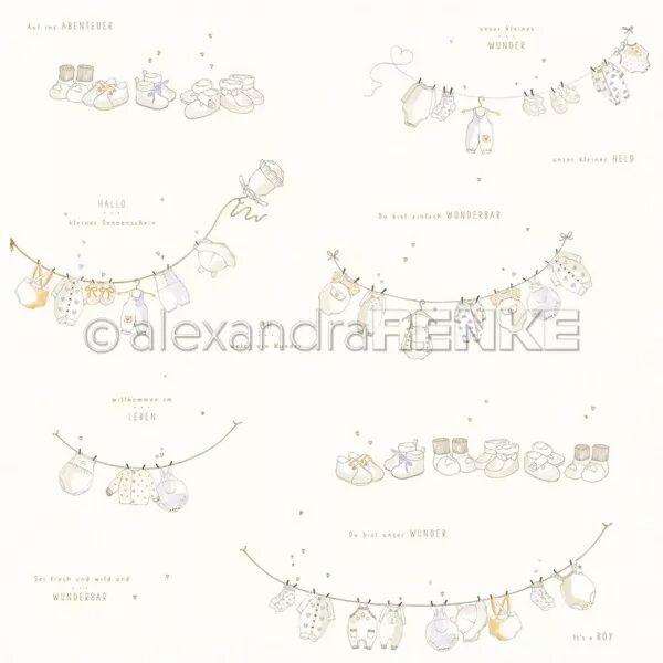 Papier - Linge b�b� bleu - Alexandra Renke