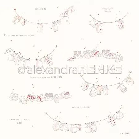 Papier - Linge b&eacute;b&eacute; rose - Alexandra Renke