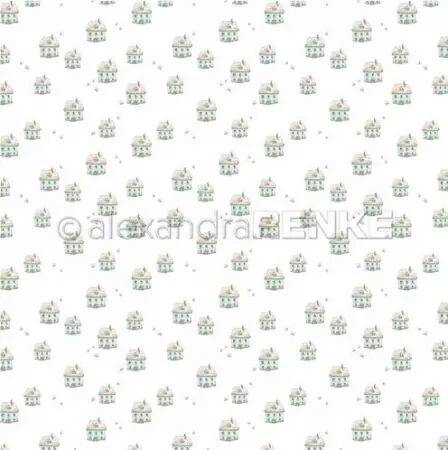 Papier - Maisons turquoise-menthe