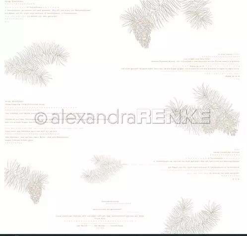 Papier - Merveilleux No�l - Typo branche de sapin marron cr�me