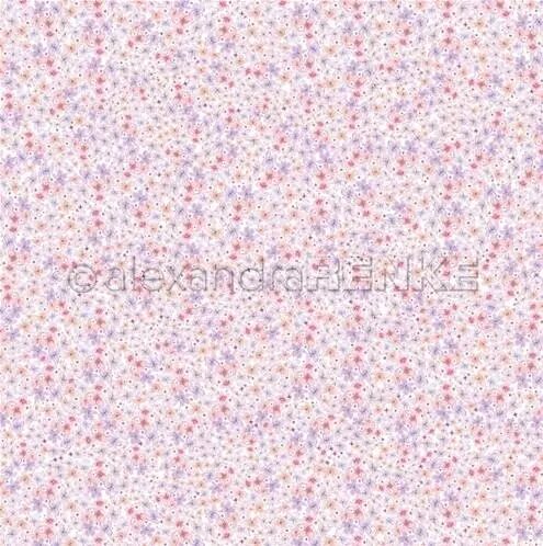 Papier - Motif floral fin rose-violet
