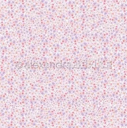 Papier - Motif floral fin rose-violet