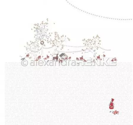 Papier - Noël conte de fées - Scène typographique des animaux de la forêt