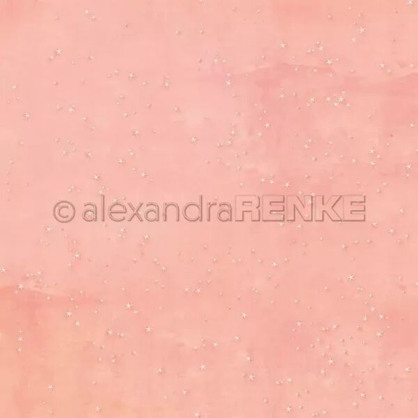 Papier - No�l de Lisa - Etoiles magiques sur fond rose - Alexandra Renke