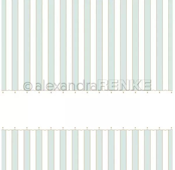 Papier - Rayures menthe bordure � pois
