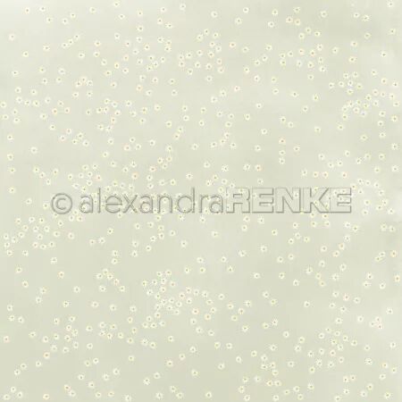 Papier - ronde de marguerites - fond vert sauge  - Alexandra Renke