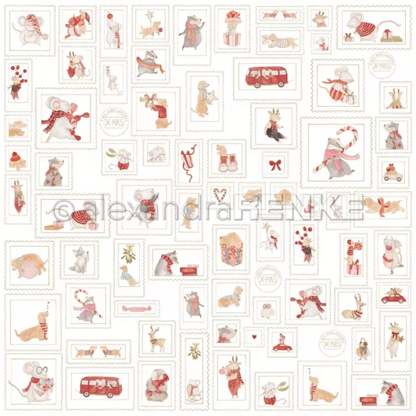 Papier - Souris de No�l - Timbres
