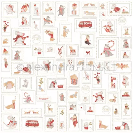 Papier - Souris de No&euml;l - Timbres