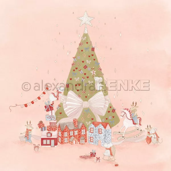 Papier - Souris de No�l sous le sapin