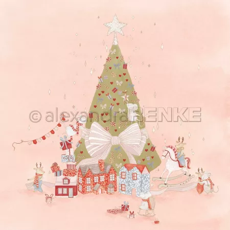 Papier - Souris de No&euml;l sous le sapin