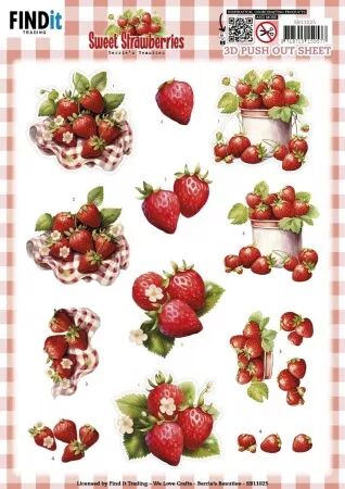 Papier  Push out - Sweet Straberries - fraises
