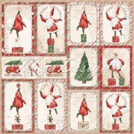 Papier 12x12 - Happy Christmas - Etiquettes -  Maja Design