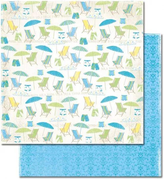 Papier 12x12 - Sommartider - Sol och bad / Ciel bleu clair - Maja Design