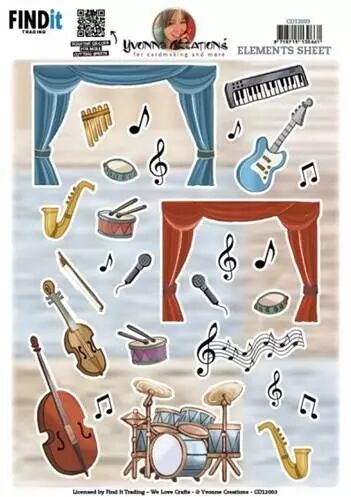 Papier � d�couper 3D - Elements Music