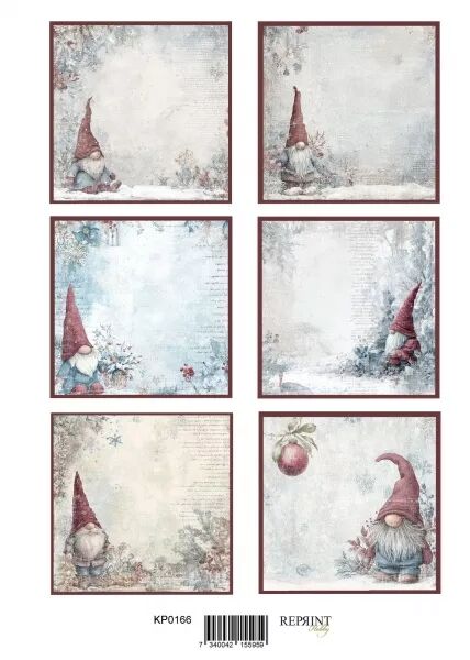 Papier � d�couper A4 - Etiquettes gnomes d\'hiver - Reprint Hobby