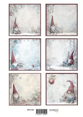 Papier &agrave; d&eacute;couper A4 - Etiquettes gnomes d\'hiver - Reprint Hobby