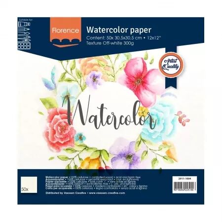 Papier Aquarelle textur&eacute; - 300g - 30x30 -  50 feuilles