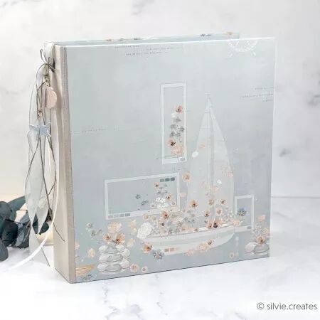 Papier Composition bateau florale &laquo; Bleu jade &raquo; - Alexandra Renke
