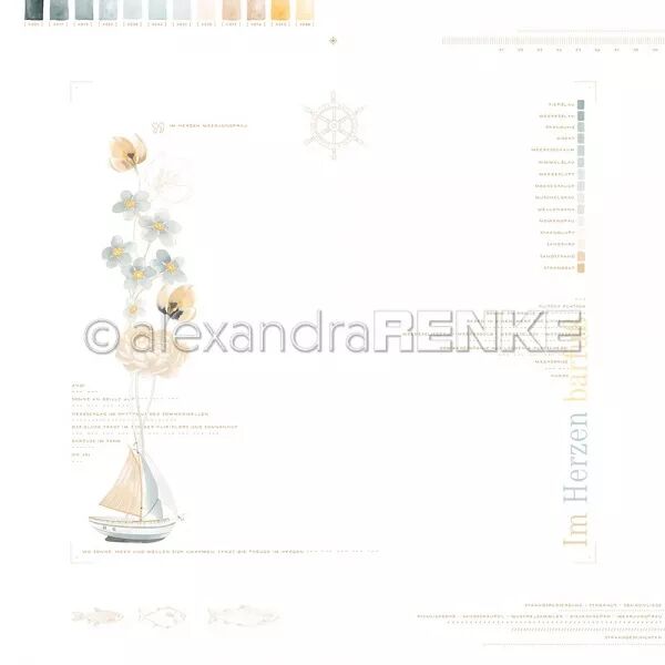 Papier Composition de la mer bateau fleuri - Alexandra Renke