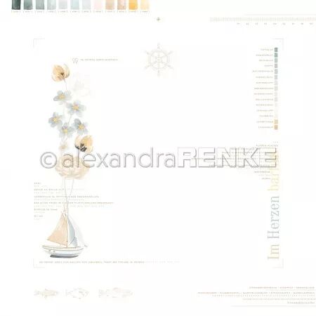 Papier Composition de la mer bateau fleuri - Alexandra Renke
