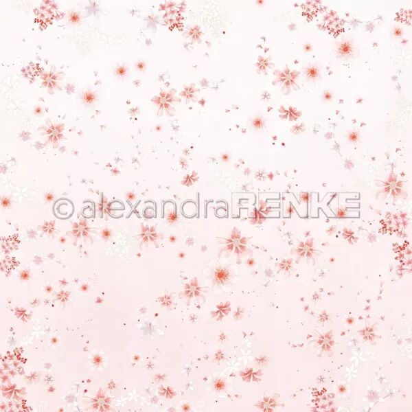 Papier Composition florale avec des papillons beige poudr� - Alexandra Renke