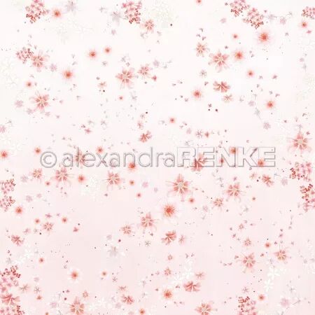 Papier Composition florale avec des papillons beige poudr&eacute; - Alexandra Renke