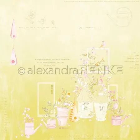 Papier Composition florale de jardin vert-jaune - Alexandra Renke