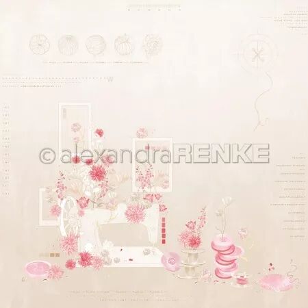 Papier Composition florale pour machine &agrave; coudre, beige poudr&eacute; - Alexandra Renke