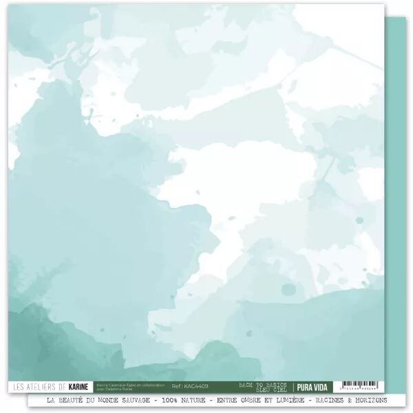 Papier faux uni - Pura Vida BTB 09 \ Bleu ciel\  - Pura Vida - Ateliers de Karine