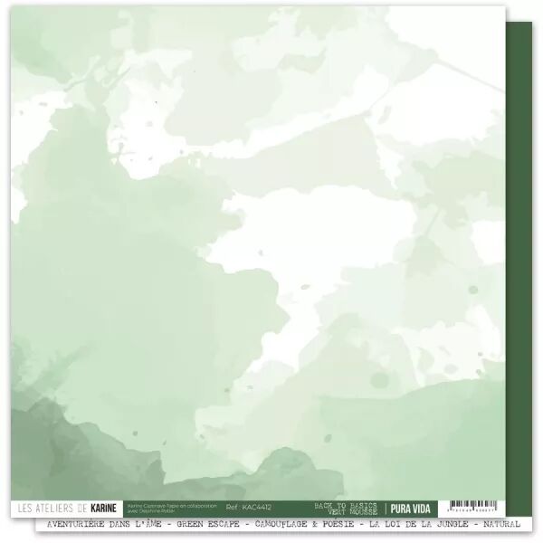 Papier Faux uni Pura vida BTB 12 \ Vert mousse\  - Pura Vida - Ateliers de Karine