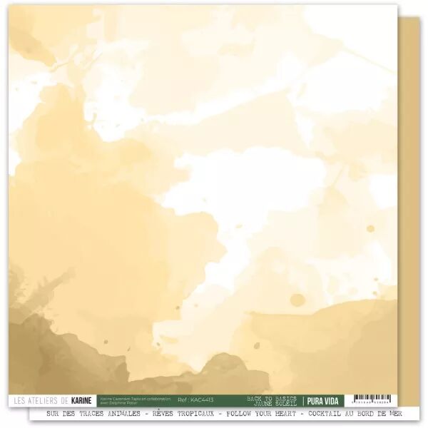 Papier Faux uni Pura vida BTB 13 \ Jaune soleil\  - Pura Vida - Ateliers de Karine
