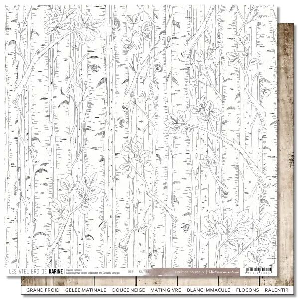 Papier imprim� - 6 - For�t de bouleaux - Histoires au Naturel - Ateliers de Karine