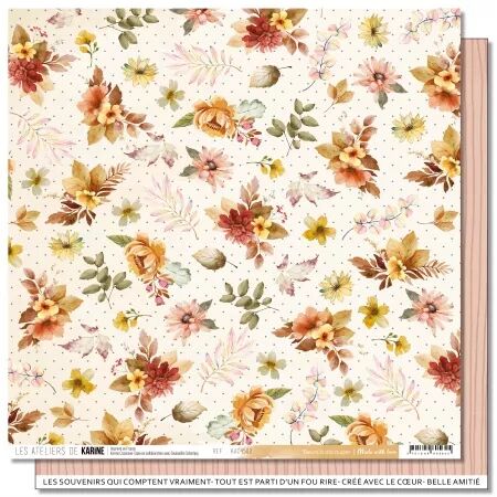 Papier imprim&eacute; - Made with love 2 \'\'Fleurs &agrave; d&eacute;couper\'\' - collection Made with love - Les ateliers de Karine