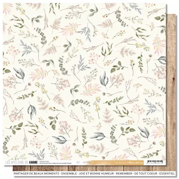 Papier imprim� - Made with love 5 \'\'Au bois joli\'\' - collection Made with love - Les ateliers de Karine