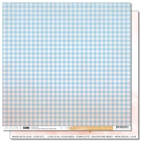 Papier imprim� - Made with love 6 \'\'Une touche d\'aquarelle\'\' - collection Made with love - Les ateliers de Karine